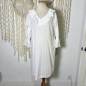 Hopeless Romantic Ruffled V-Neck Swiss Dot Victorian Nightgown Size XL/XXL